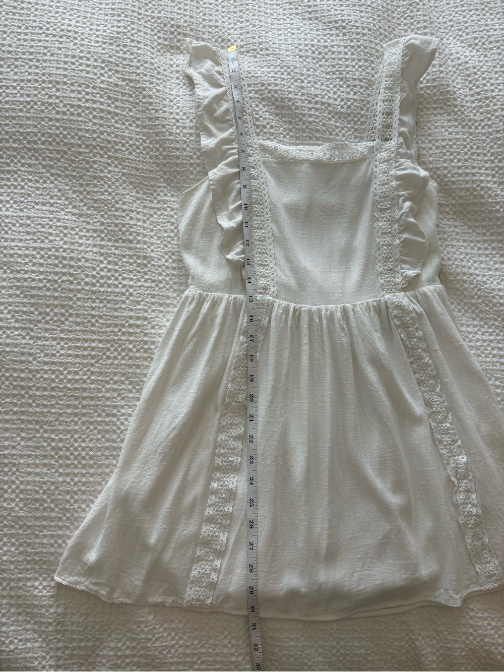 Altar’d State White Lace Trim Ruffle Mini Dress Cottagecore Boho Size S - Picture 8 of 10